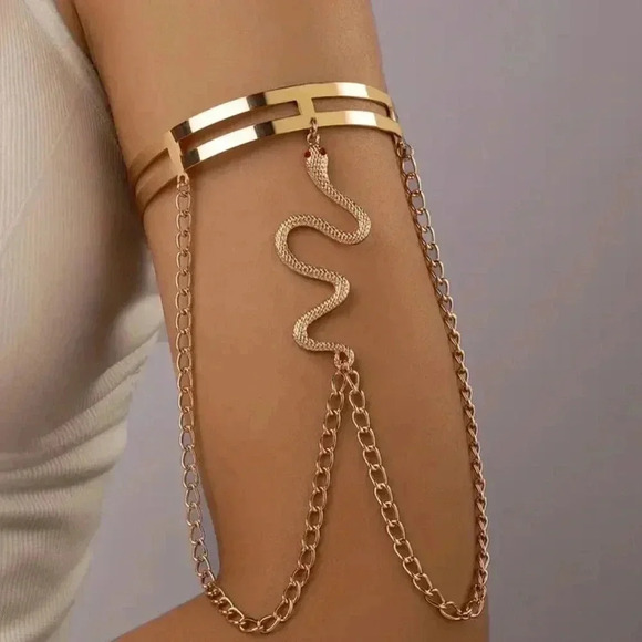 Elegant golden tone snake arm cuff adjustable bracelet - Picture 4 of 4